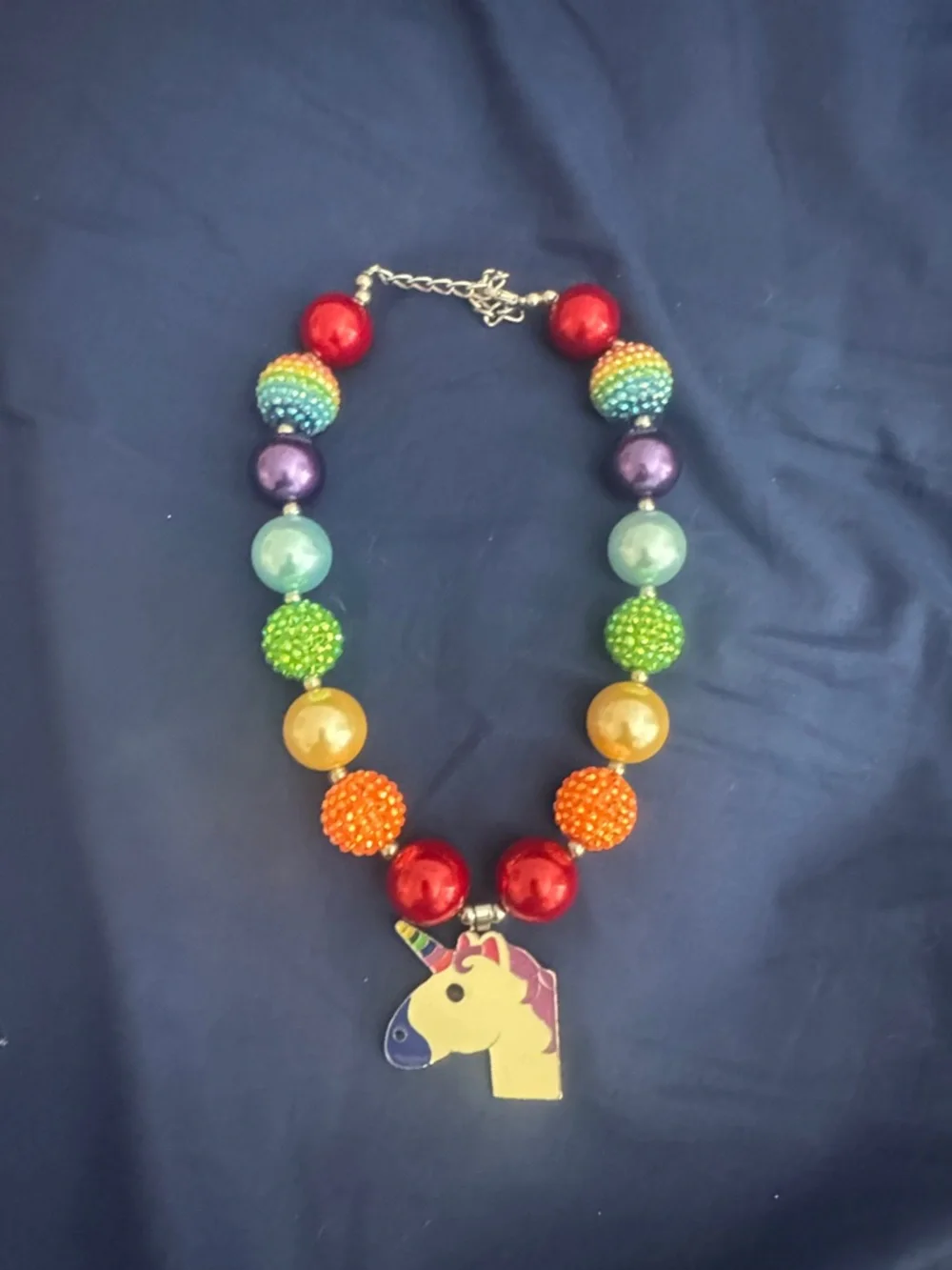 Kids Rainbow Unicorn Bead Necklace - Multicolor